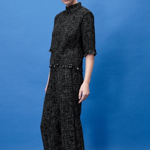 Zara Pants - Zara | Black & White Frayed Tweed Pant Set | Size M (includes both pieces)